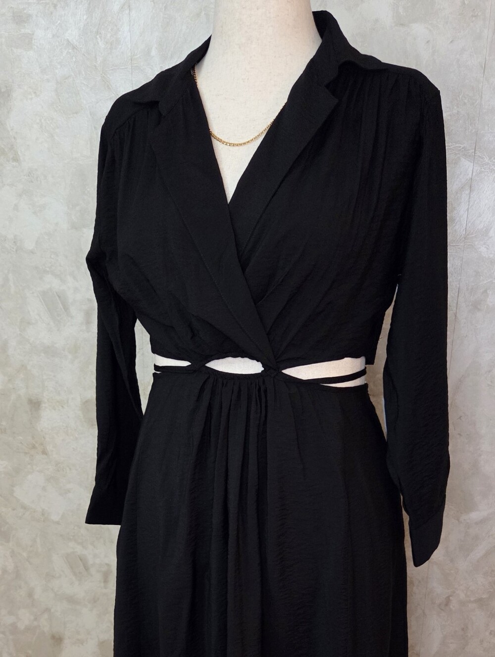 Young Fabulous & Broke Black Cutout Midi Dress NWT | Open Back Tie Waist Long Sl